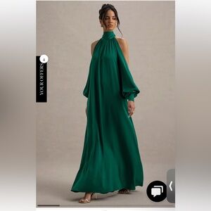 Club L London Elegant Green Long Sleeve Dress